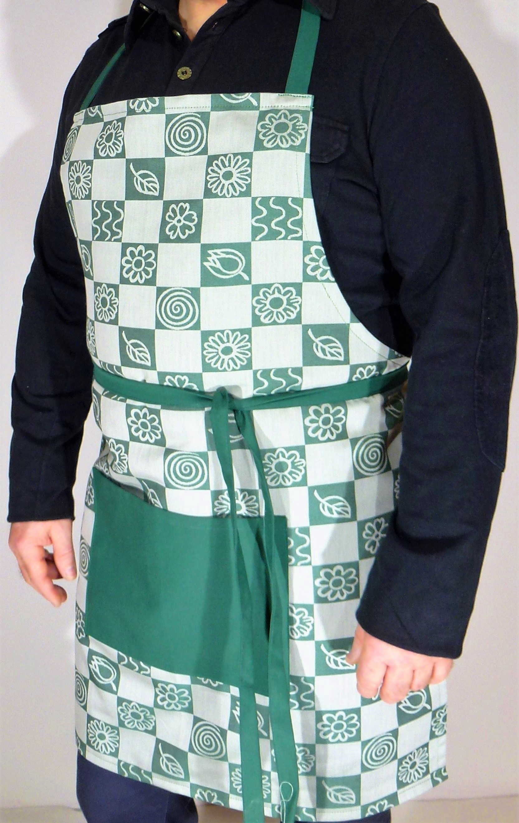 Zástěra pro muže zelená kostka