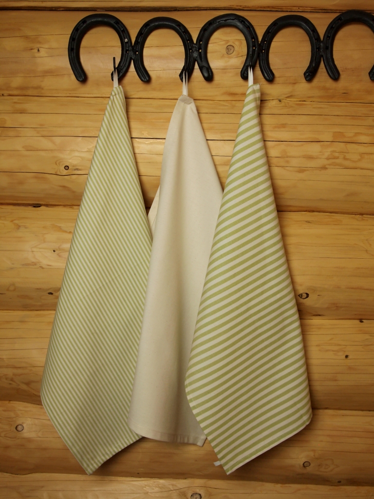 Utěrka na nádobí, zelenkavý proužek, bavlněná 