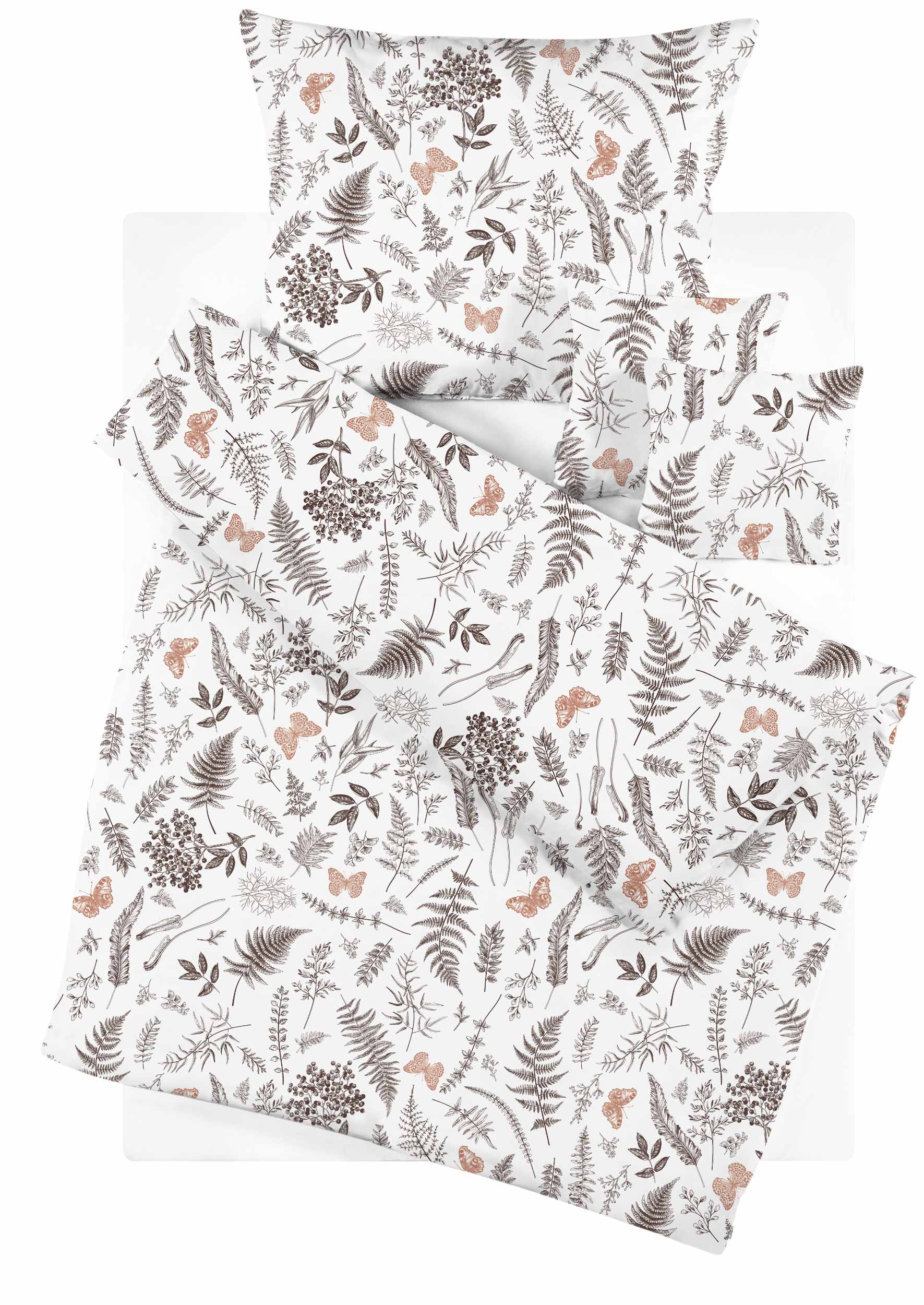 Povlečení bavlněné Motýl a kapradí hnědé