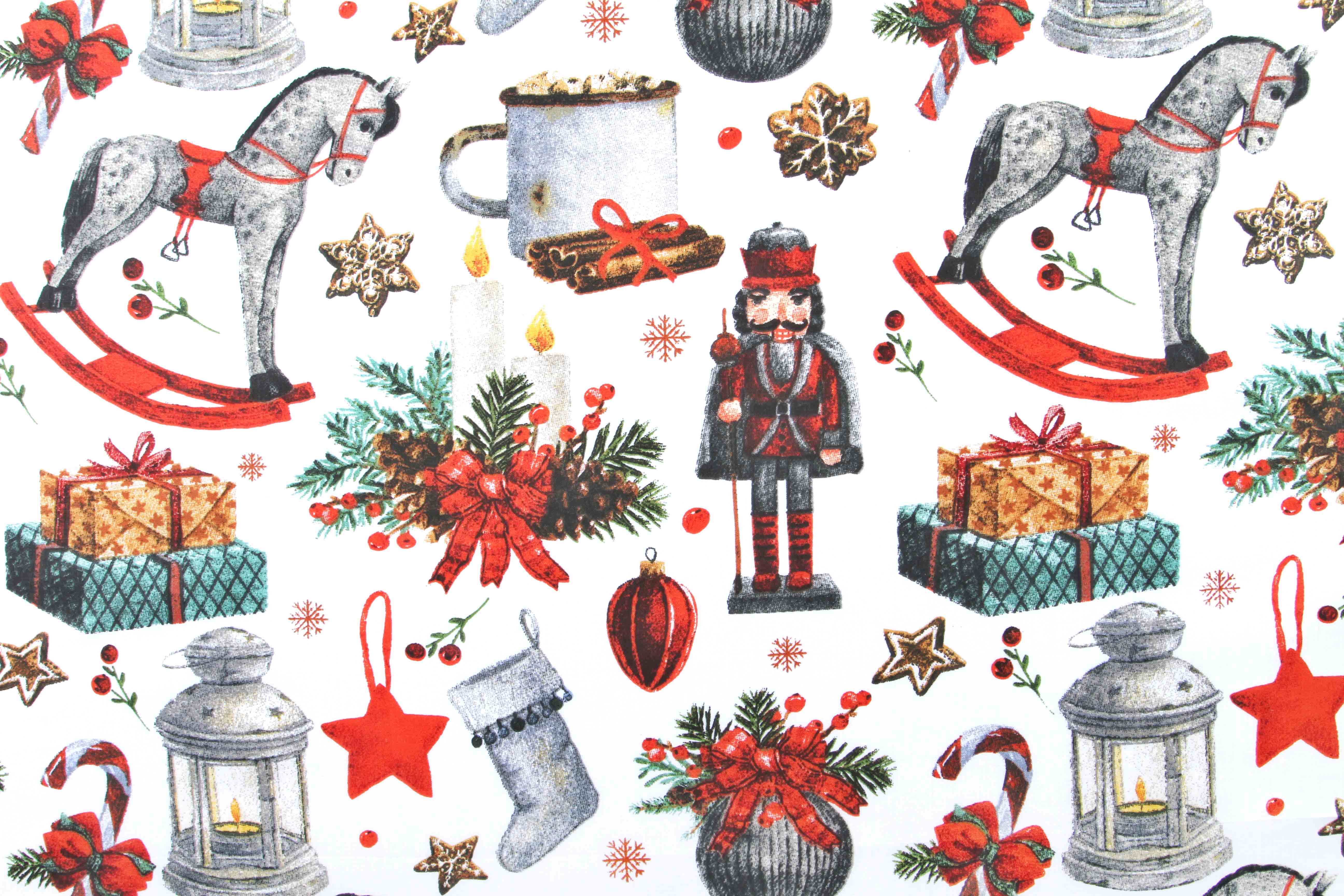 Vánoční bavlna Houpací koník