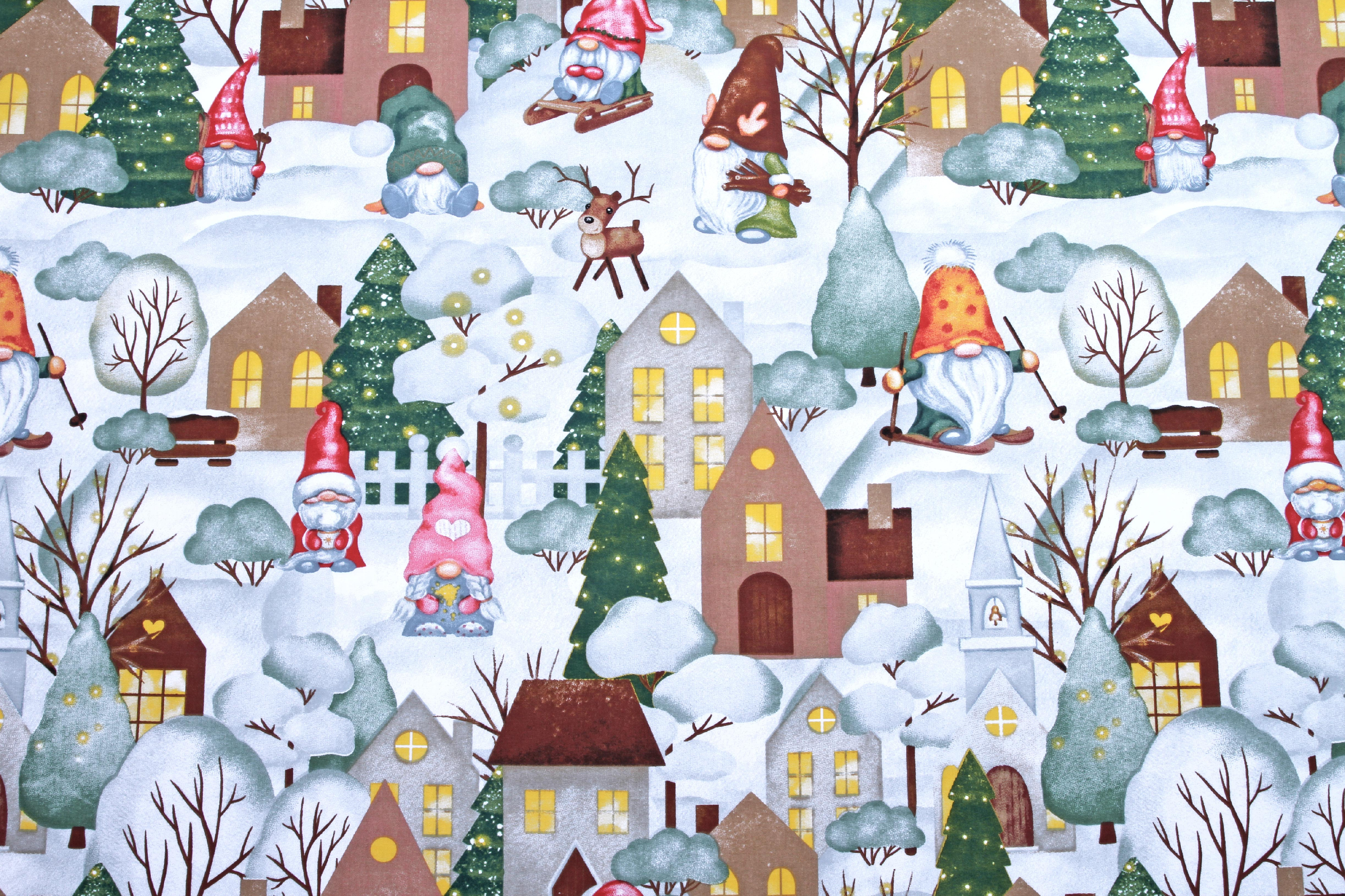 Vánoční bavlna Vánoční domečky