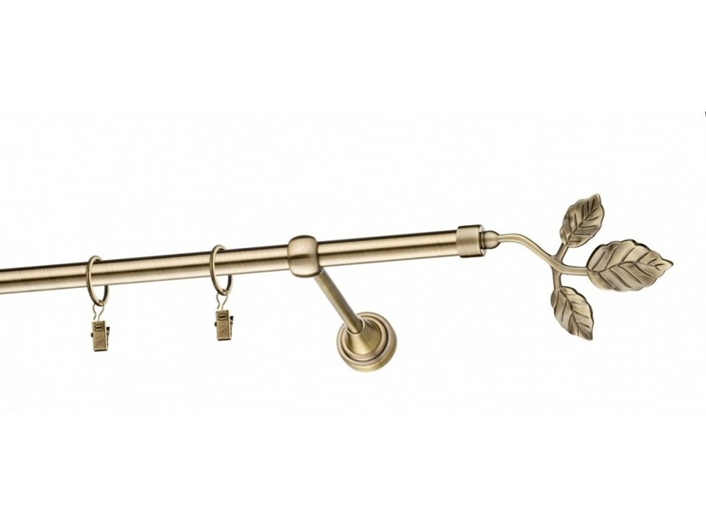 Garnýž Elegance mosaz antik, koncovka List