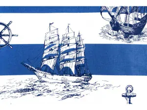 Plátno bavlněné Plachetnice modrý pruh