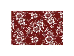Plátno bavlněné Kytky na bordó