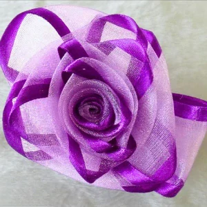 Spona na závěsy tmavě fialová růžička