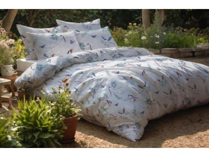 Povlečení bavlněné Modří ptáčci na šedé