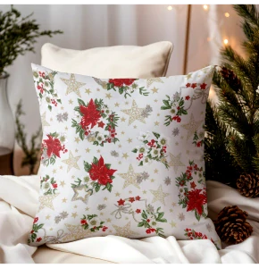 Vánoční povlak Zlaté hvězdy a vánoční květ