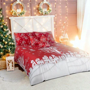 Vánoční luxusní povlečení Domečky