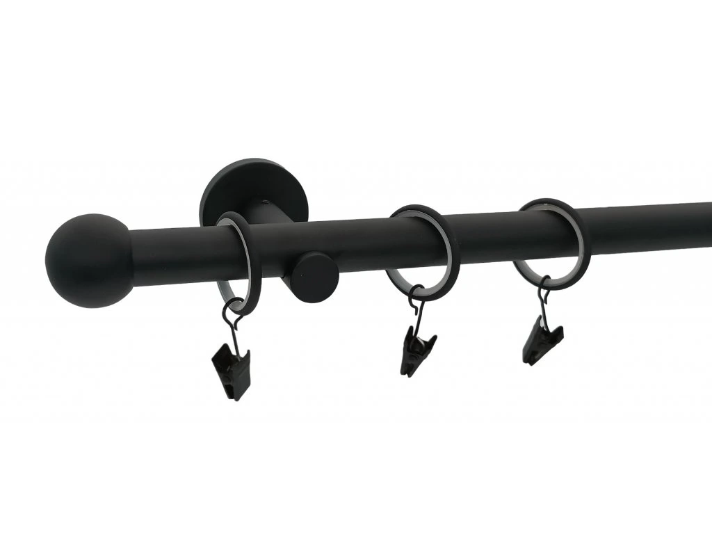 Garnýž Luxury černá matná, koncovka Koule