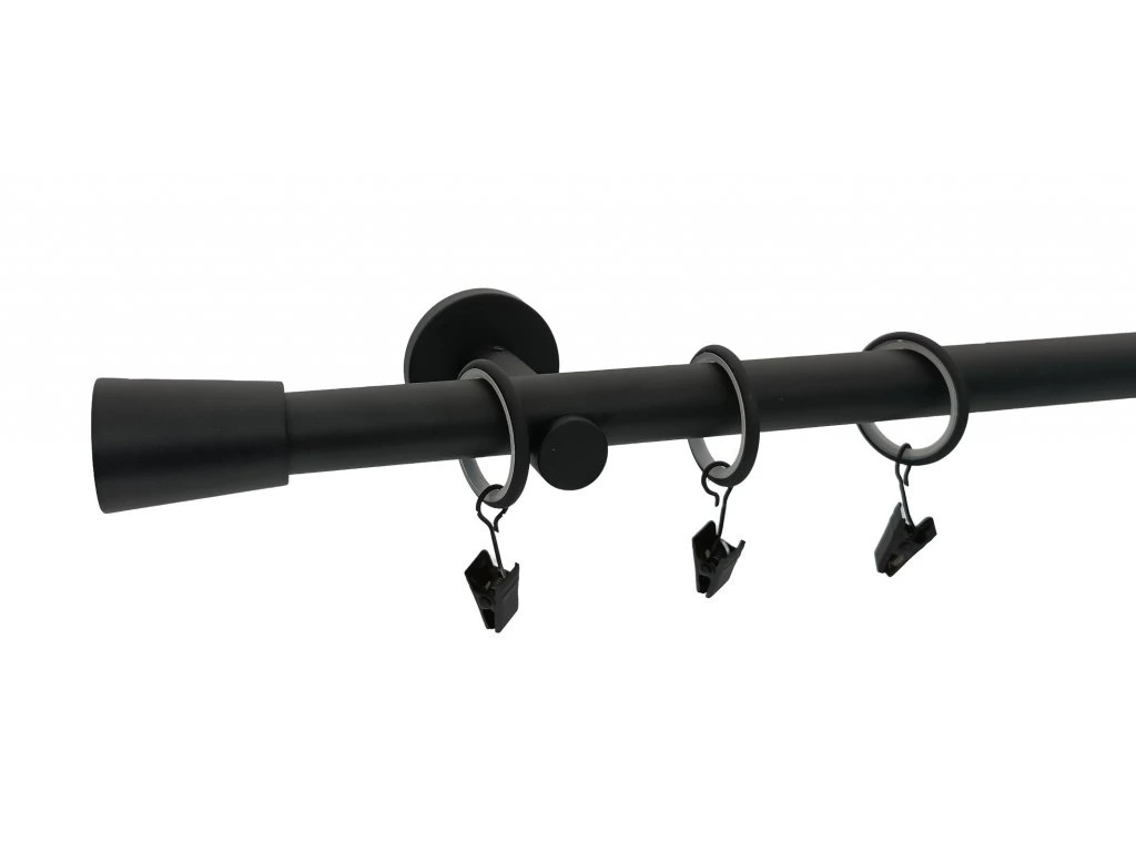 Garnýž Luxury černá matná, koncovka Metallic