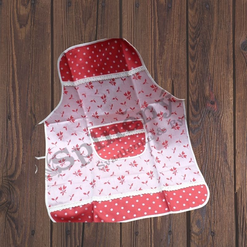 Zástěra pro ženy červená kytička s puntíkem