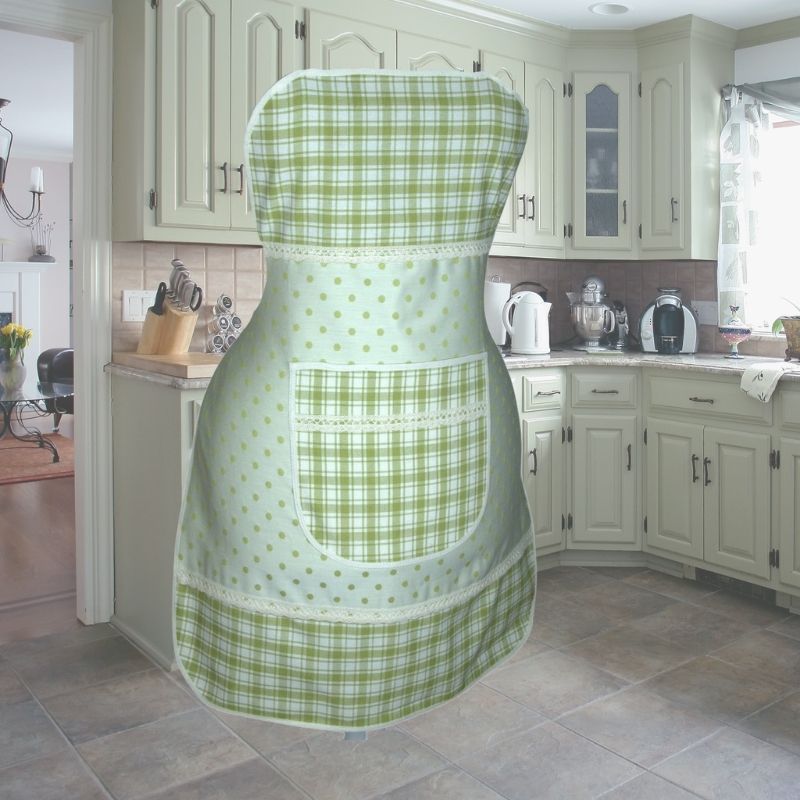 Zástěra pro ženy zelenkavá kostka spuntíkem