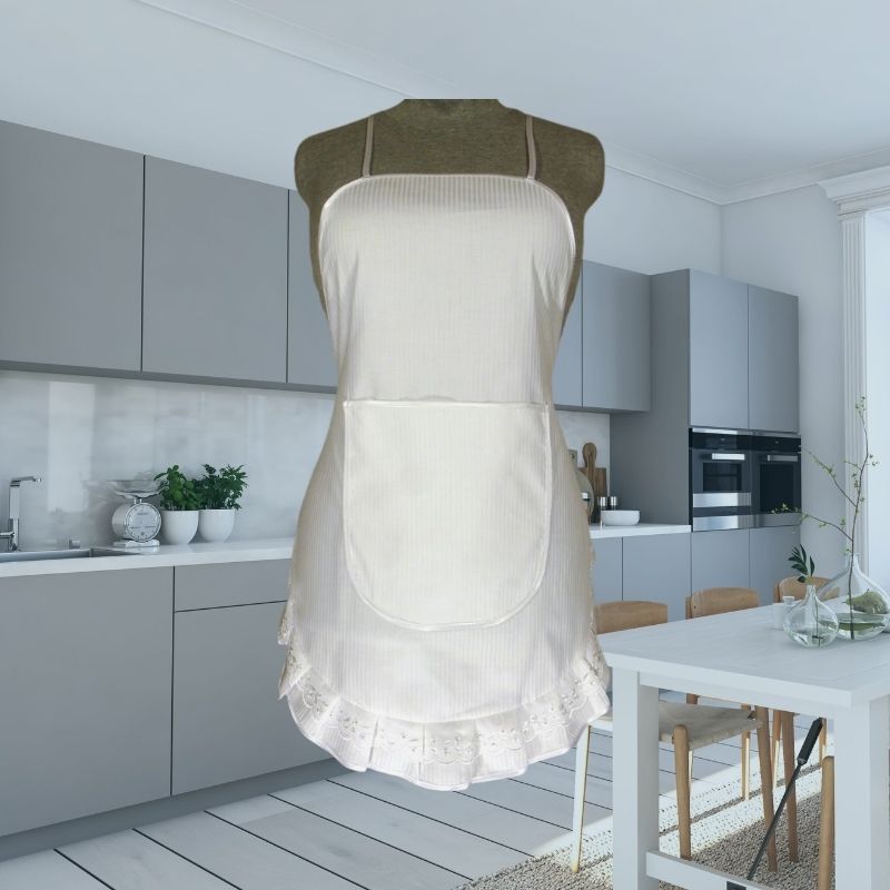 Zástěra Retro bílá s krajkou