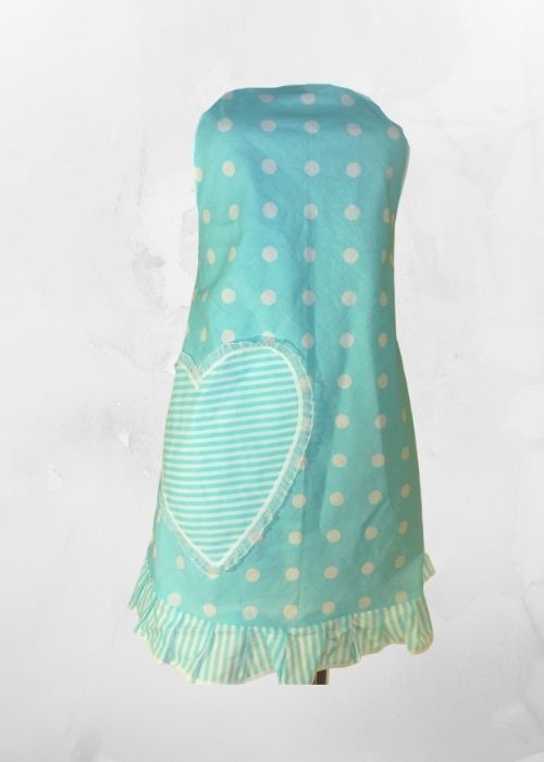 Zástěra Retro tyrkys s bílým puntíkem