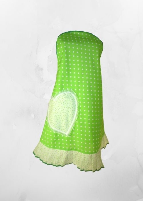 Zástěra Retro zelená s puntíkem