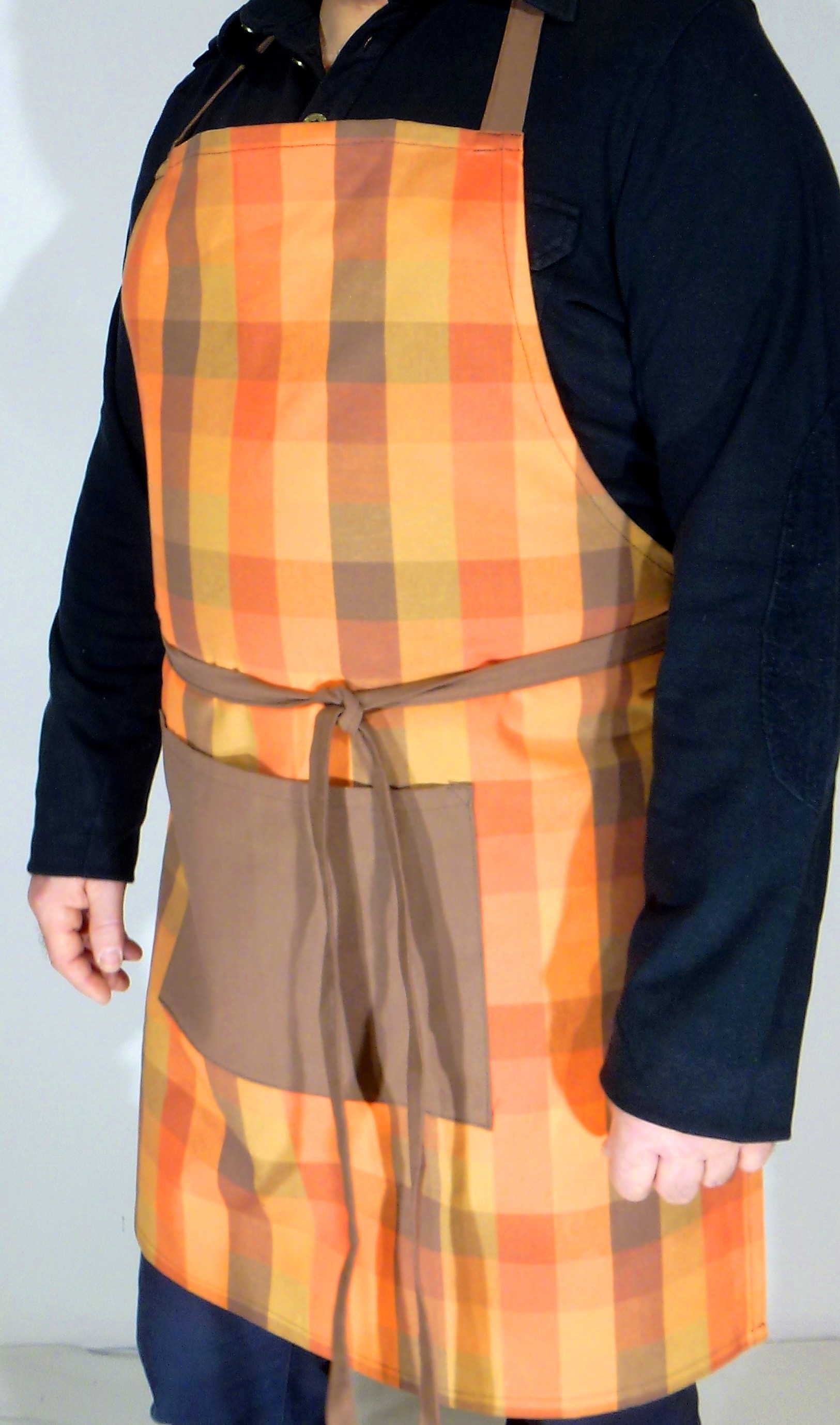 Zástěra pro muže oranžová kostka