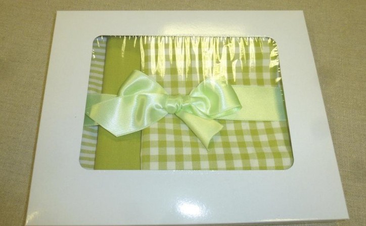 Utěrka na nádobí, zelenkavý pruh a kostička, bavlněná