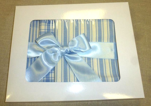 Utěrka na nádobí, světle modrý proužek a kostička bavlněná