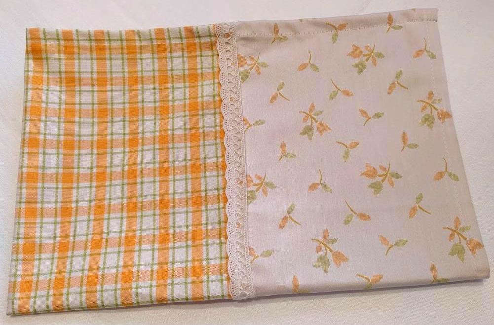 Utěrka na nádobí, oranžová s krajkou, bavlněná