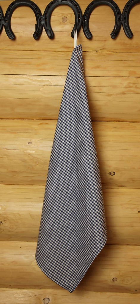 Utěrka na nádobí, modrá drobná kostička. bavlněná 