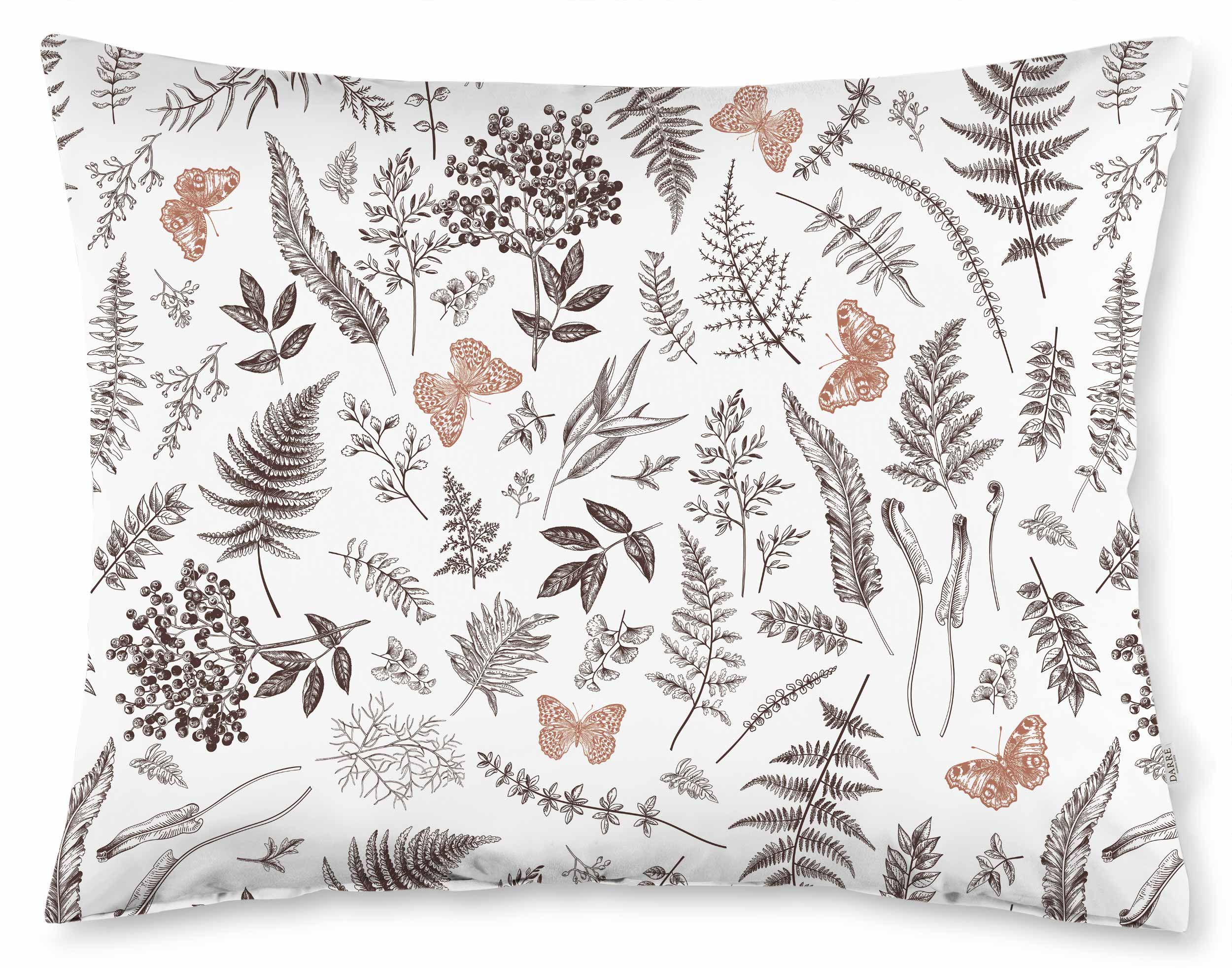 Povlečení bavlněné Motýl a kapradí hnědé