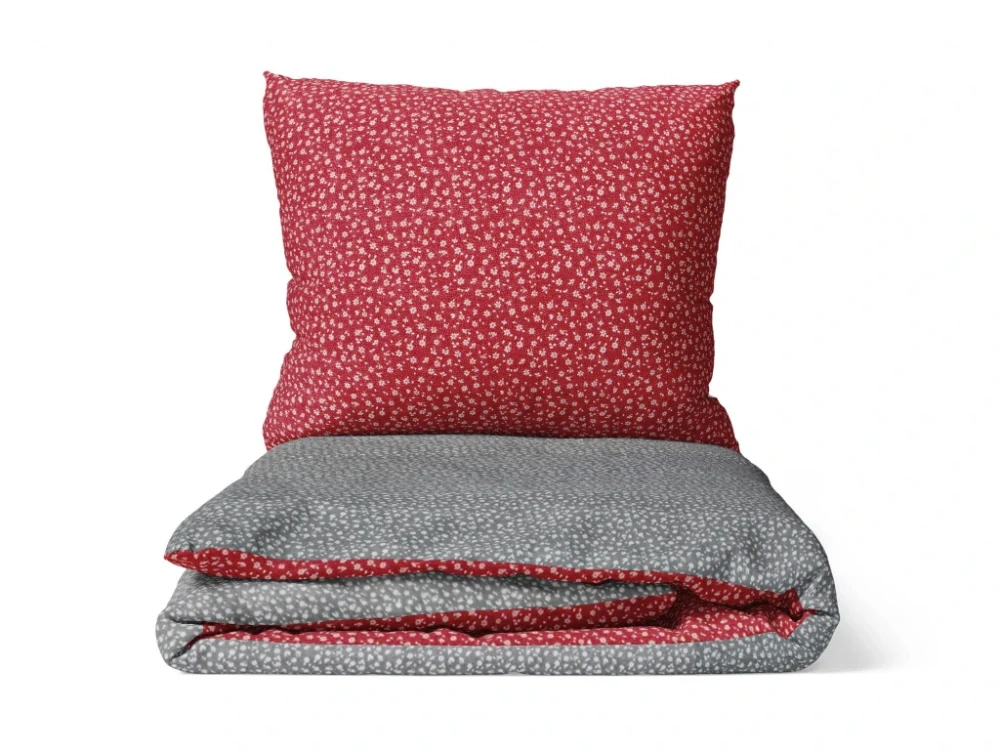 Povlečení bavlněné Kvítka vínovošedá Duo