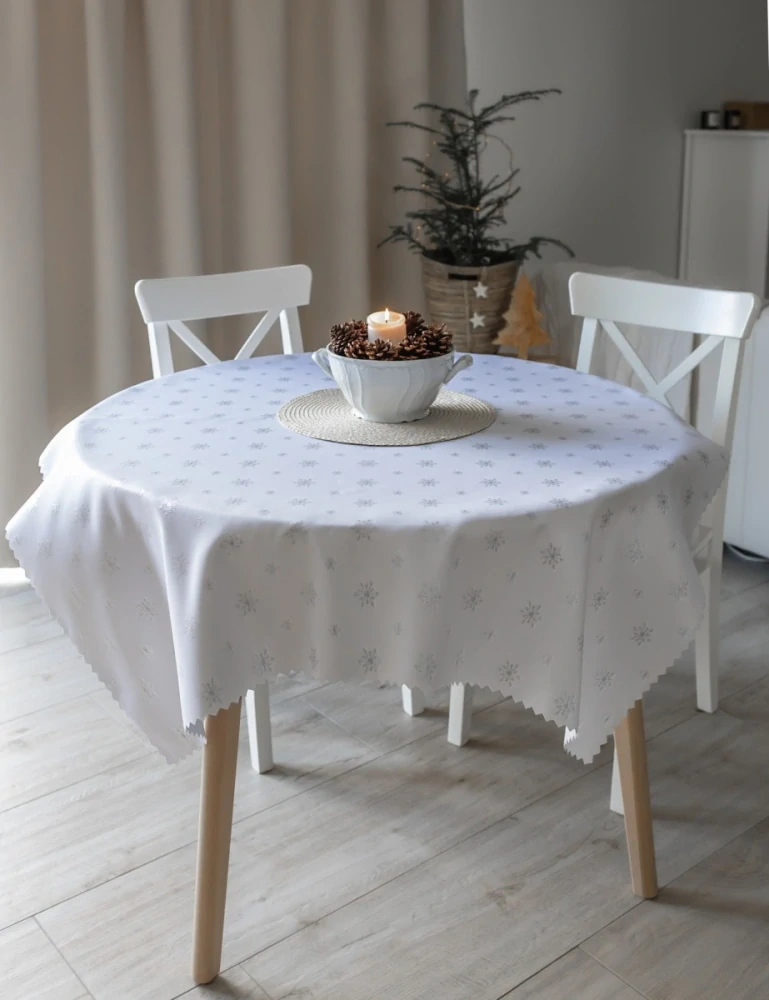 Vánoční ubrus Vločka stříbrná