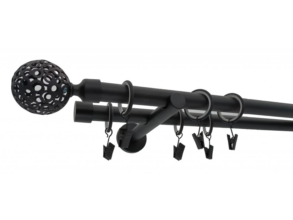 Garnýž Luxury černá matná, koncovka Queen