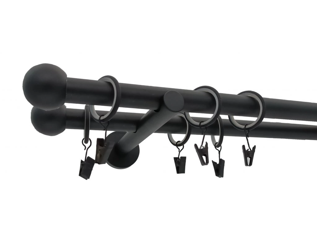 Garnýž Luxury černá matná, koncovka Koule