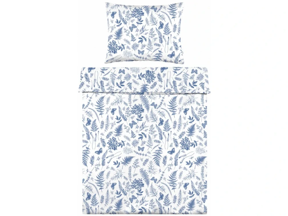Povlečení bavlněné Motýl a kapradí modré