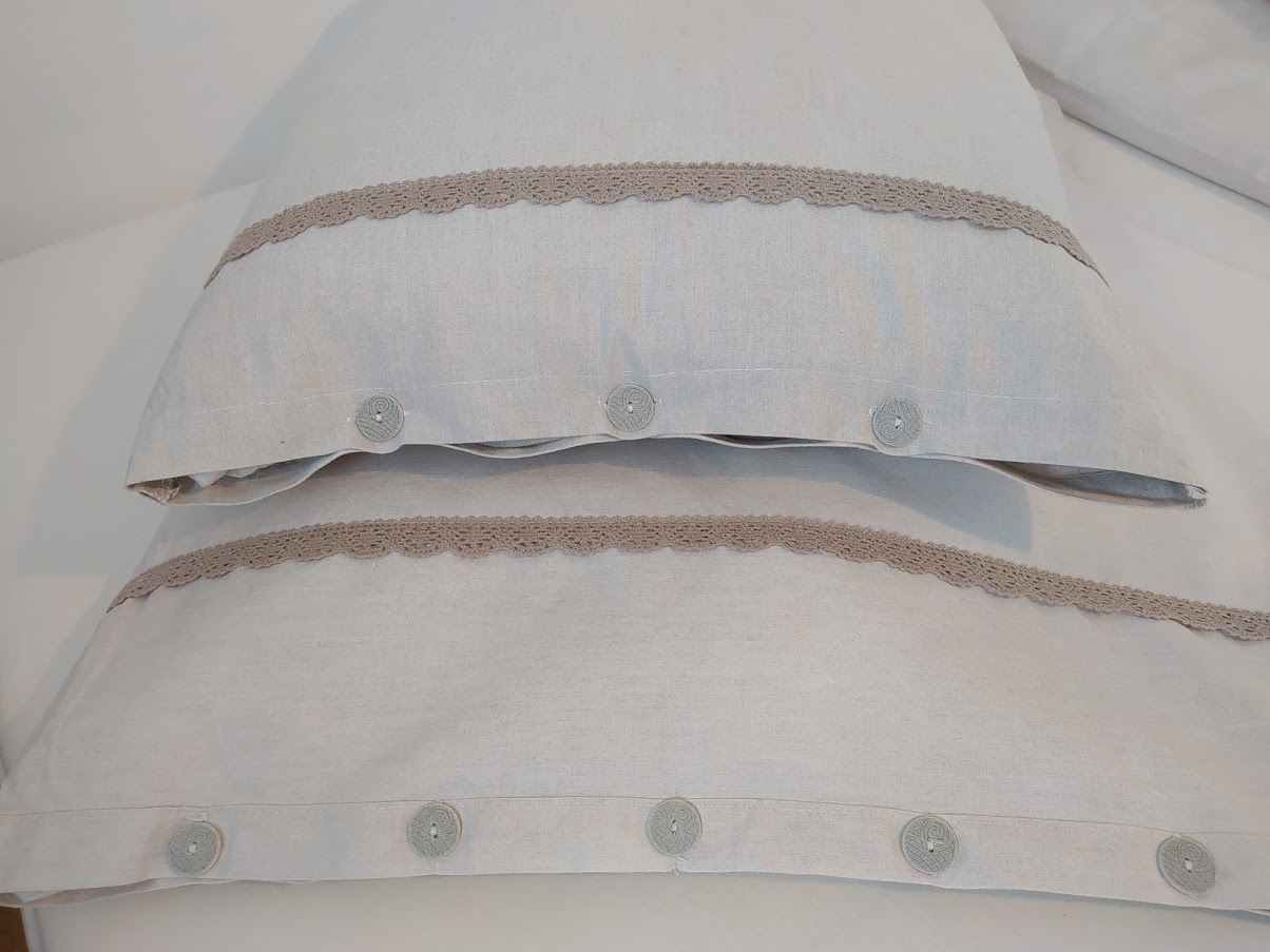 Povlečení lněné přírodní režné s krajkou 