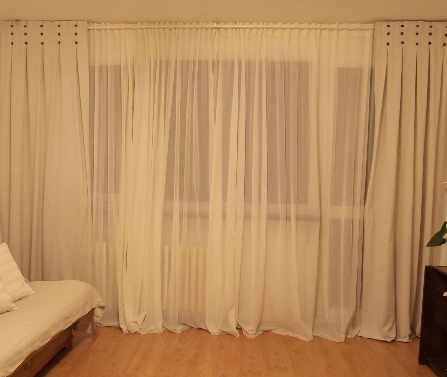 Voálová záclona, režná rustikální, smetanová