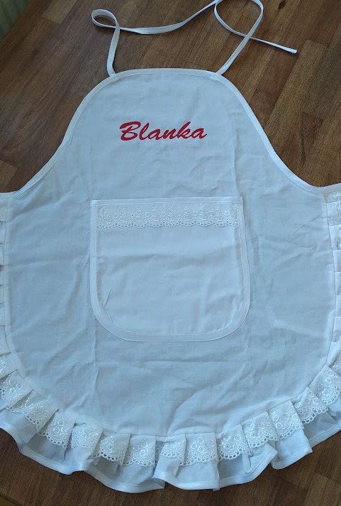 Zástěra Retro bílá s krajkou